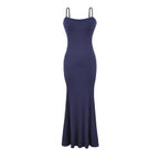 Damen figurbetontes Träger-Maxikleid aus Jersey