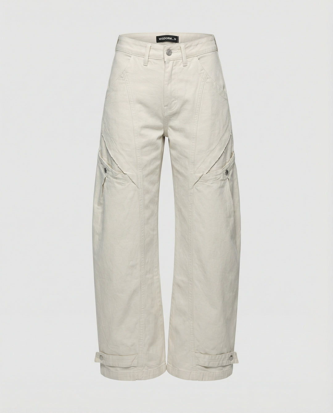 Damen Utility-Palazzohose mit hoher Bundpassform aufgesetzten Klappentaschen und verstellbarem Saum R&B