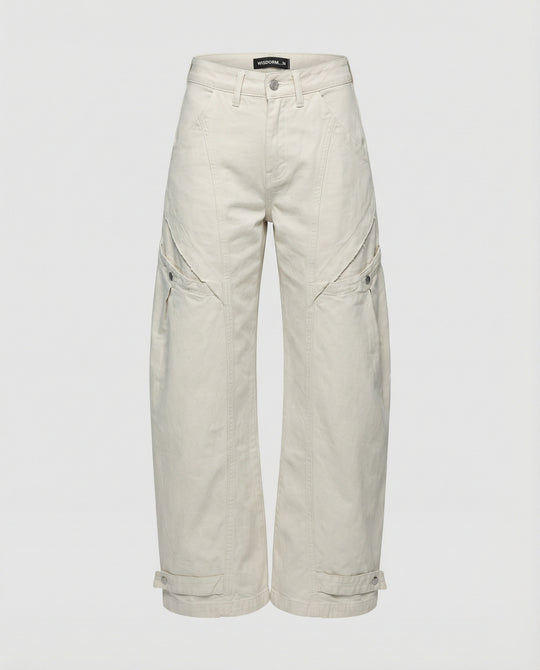 Damen Utility-Palazzohose mit hoher Bundpassform aufgesetzten Klappentaschen und verstellbarem Saum R&B