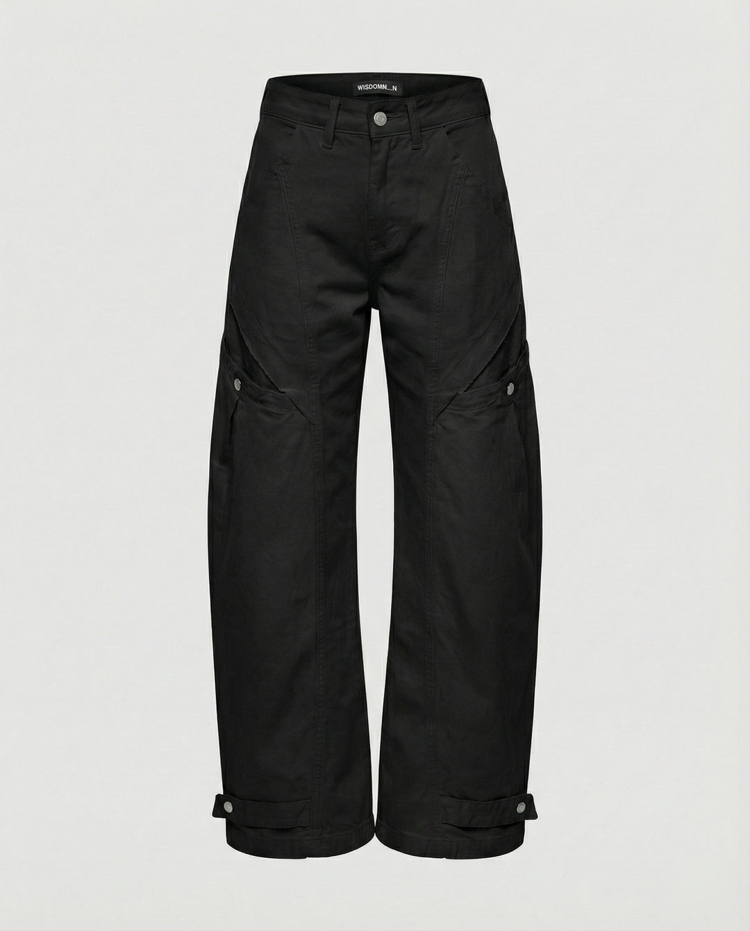 Damen Utility-Palazzohose mit hoher Bundpassform aufgesetzten Klappentaschen und verstellbarem Saum R&B