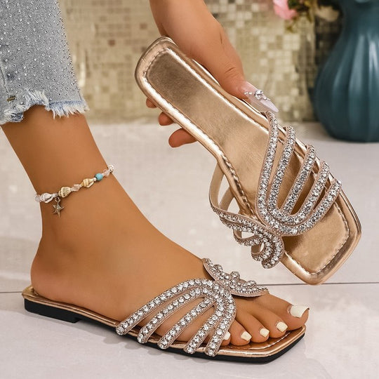 Damen Glamouröse Riemchensandalen mit funkelnden Strass-Applikationen R&B