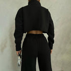 Damen Cropped Fleece-Jacke mit Reißverschluss R&B