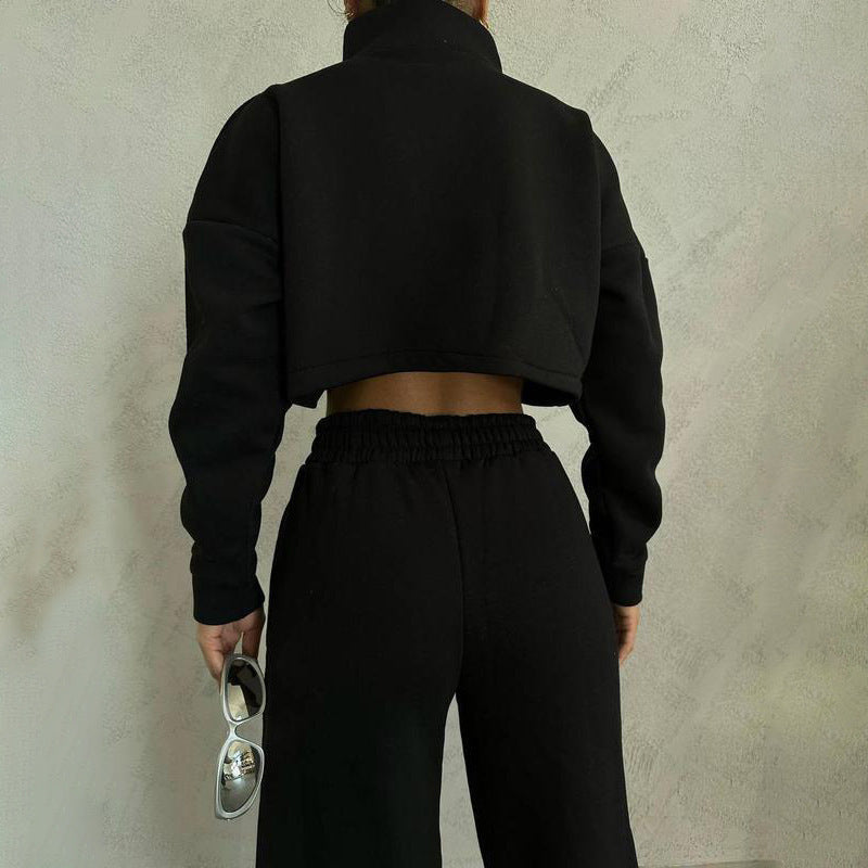Damen Cropped Fleece-Jacke mit Reißverschluss R&B