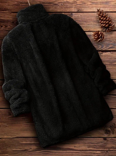 Damen Flauschige Teddyjacke mit hohem Kragen und seitlichen Taschen R&B