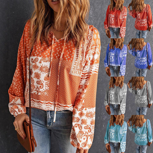 Damen lässiger Kapuzenpullover mit trendigem Paisleymuster R&B