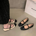 Damen elegante Ballerinas mit modischem Riemchen und dekorativem Knopf R&B