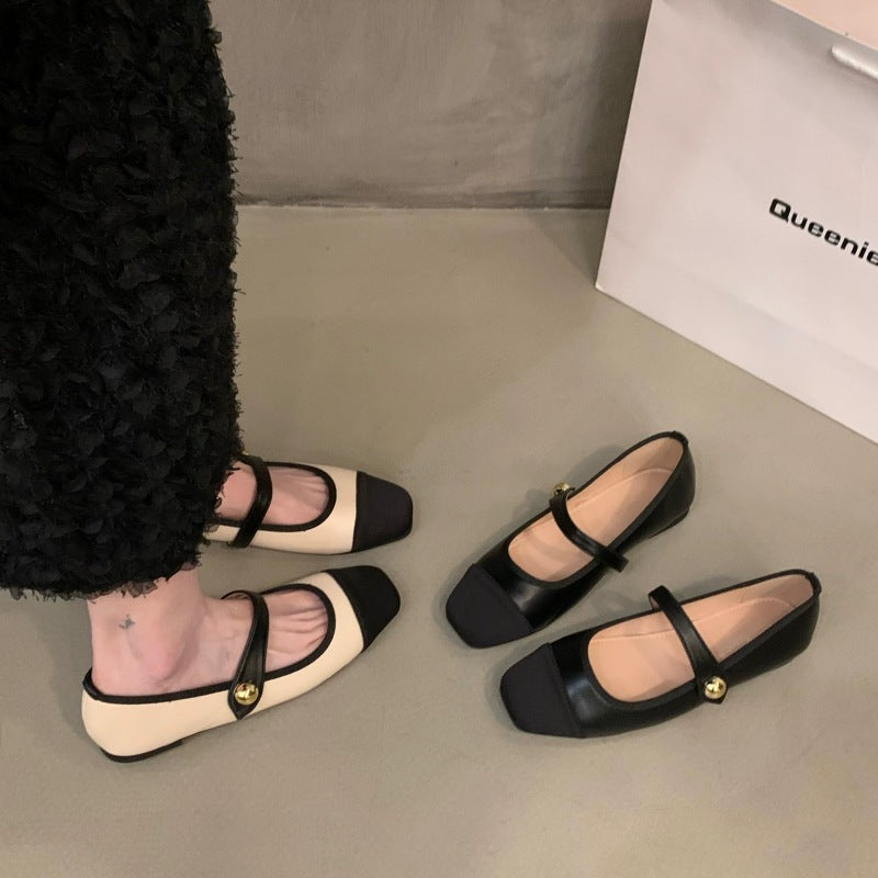 Damen elegante Ballerinas mit modischem Riemchen und dekorativem Knopf R&B