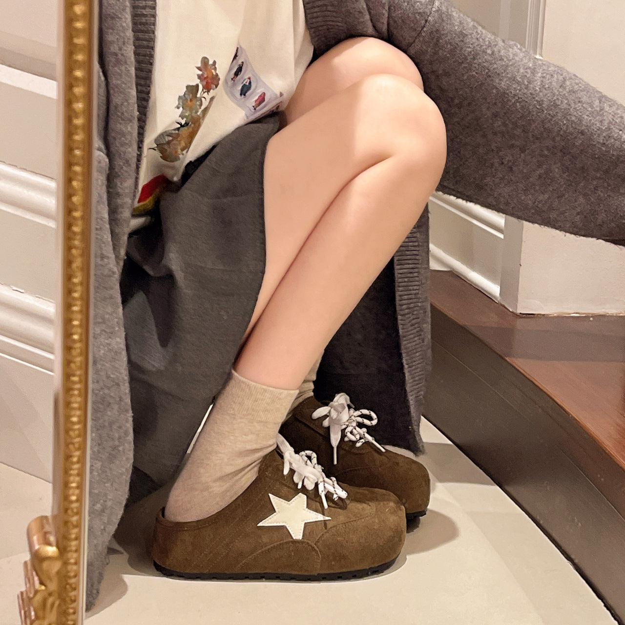 Damen bequeme Clogs mit modischem Sternemblem und rutschfester Sohle R&B