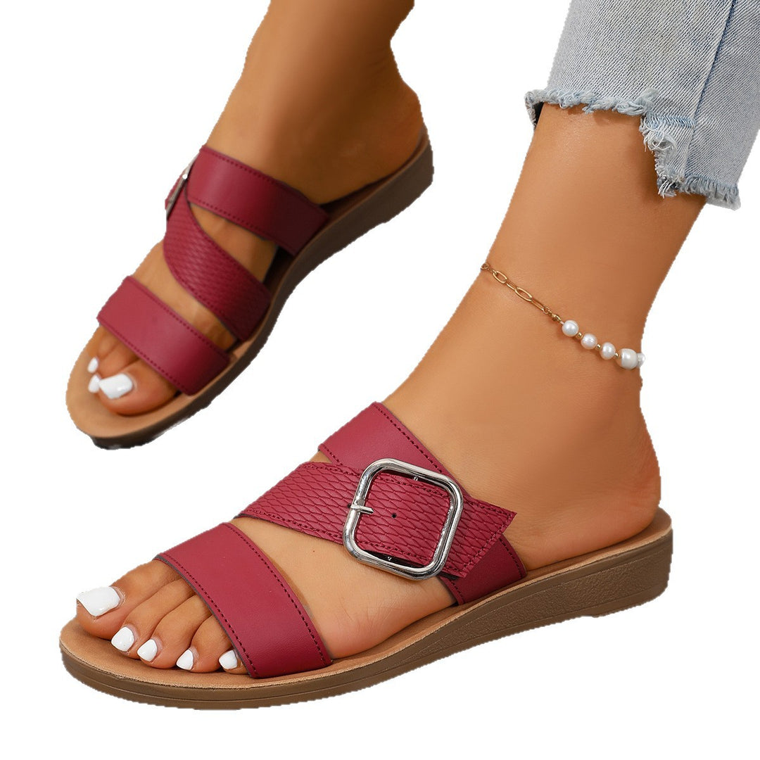 Damen Komfortable Riemchen-Sandalen mit dekorativem Schnallenverschluss R&B