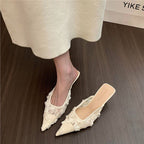 Damen spitze Slingback Mules mit floralen Applikationen R&B