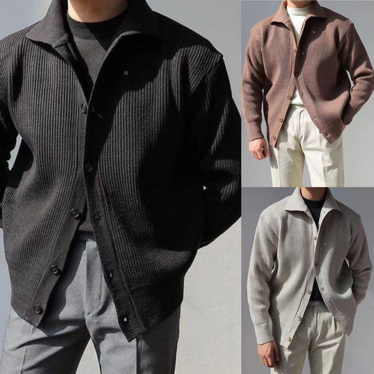 Herren Strukturierte Button-Down-Jacke R&B