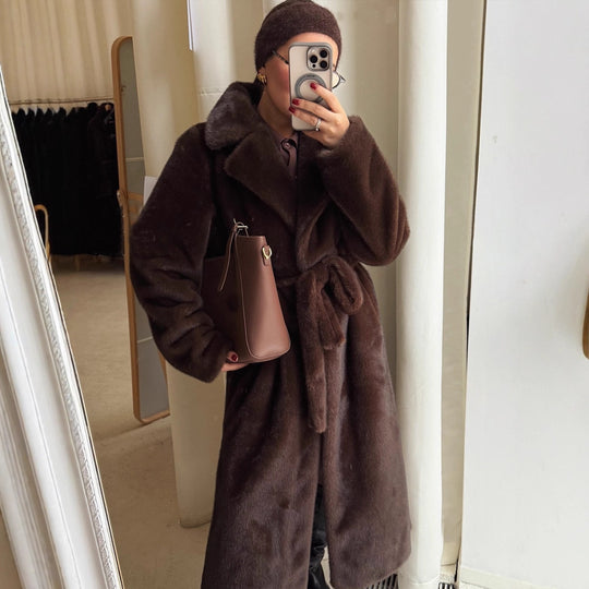Damen Kunstpelzmantel mit luxuriösem Design und modischem Schnitt R&B