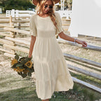 Damen Midikleid mit Rüschendetails und fließendem Schnitt R&B