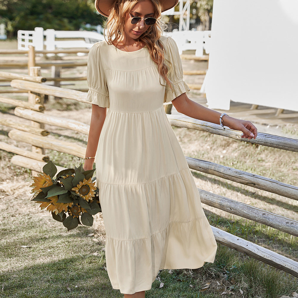 Damen Midikleid mit Rüschendetails und fließendem Schnitt R&B
