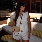Damen Strickweste mit Taschen und Knopfdetail