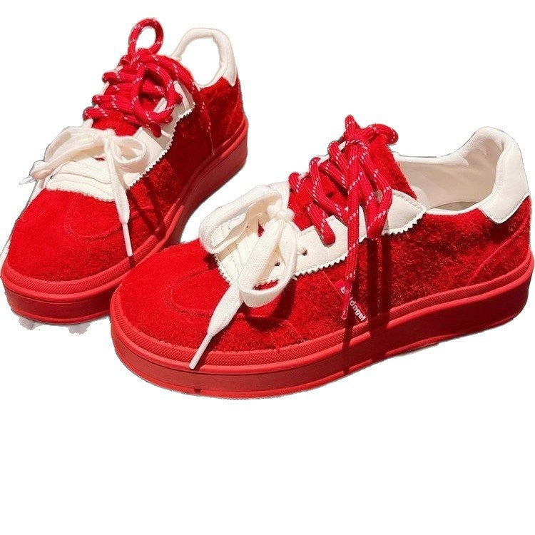 Damen modische Sneakers mit geflochtenem Obermaterial und kontrastierenden Schnürsenkeln R&B