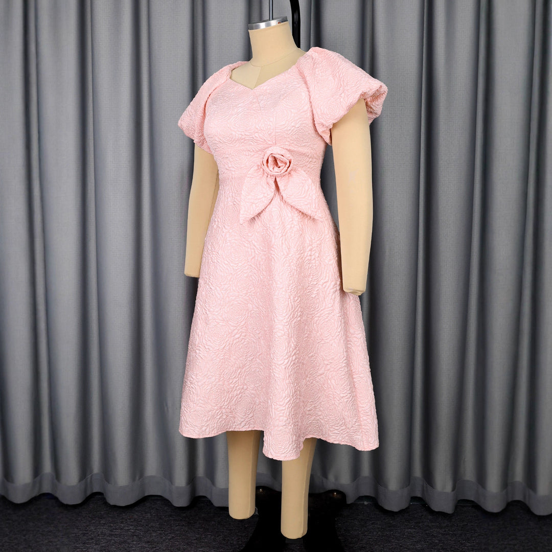 Damen Kleid mit voluminösen Puffärmeln und eleganter Schleifenapplikation R&B