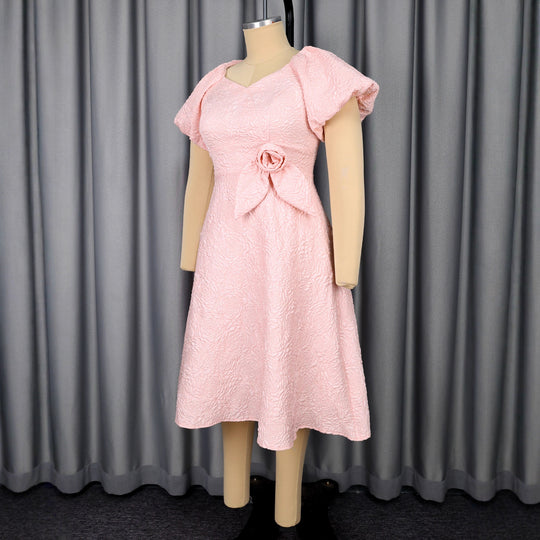 Damen Kleid mit voluminösen Puffärmeln und eleganter Schleifenapplikation R&B