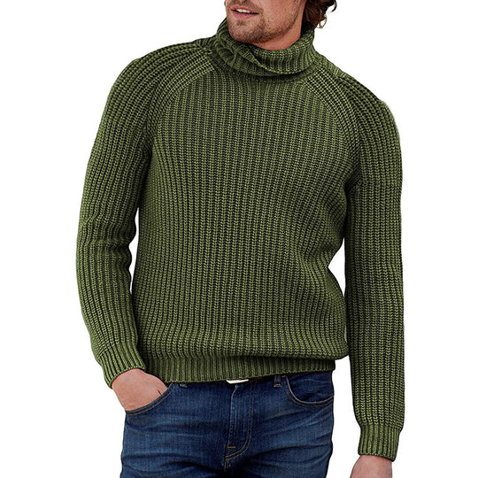 Herren Grobstrick Pullover mit hohem Kragen R&B
