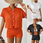 Damen luftiges Häkel-Set mit dekorativen Cut-Outs R&B