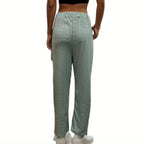 Damen weite Sommerhose mit feinen Lochmuster und elastischem Bund R&B