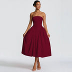 Damen Maxikleid mit schulterfreiem Design und fließendem Schnitt R&B