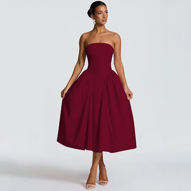 Damen Maxikleid mit schulterfreiem Design und fließendem Schnitt R&B