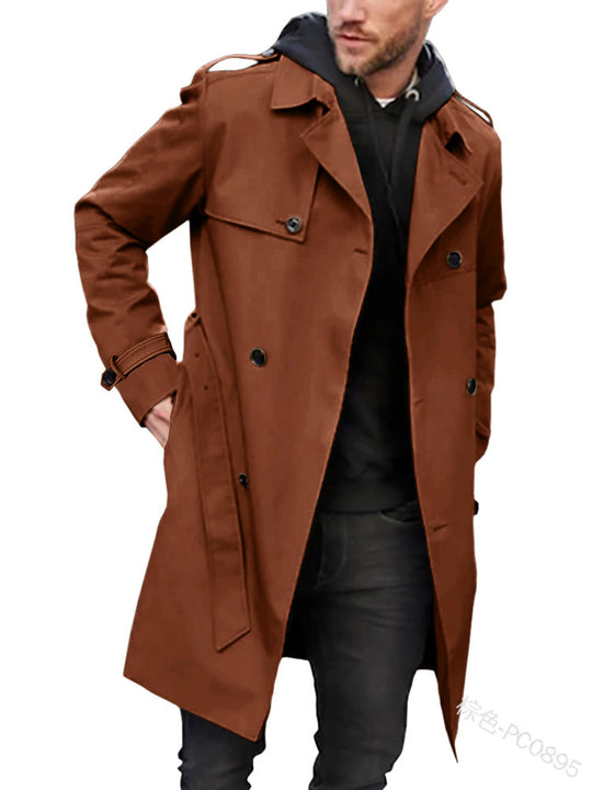 Herren modischer Trenchcoat mit praktischen Seitentaschen und abnehmbarem Innenfutter R&B