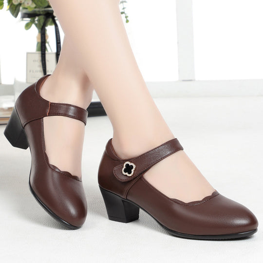Damen Elegante Mary Jane Pumps mit dekorativem Riemen und komfortablem Blockabsatz Heidi-Mode