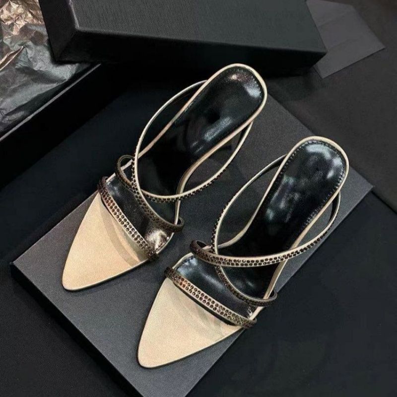 Damen elegante Absatzsandalen mit modischem Riemendesign und funkelnden Strassakzenten R&B