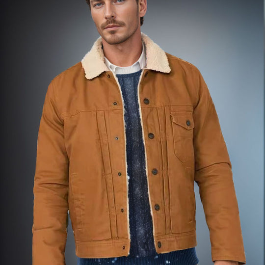 Herren warme und stilvolle Jacke mit Sherpa-Futter R&B
