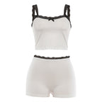 Damen Set aus Spitzen-Top und Shorts R&B
