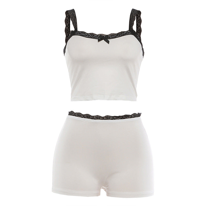 Damen Set aus Spitzen-Top und Shorts R&B
