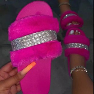 Damen Glamouröse Hausschuhe mit funkelnden Strass-Applikationen R&B