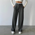 Damen Weite High-Waist Hose mit eleganten Besatzdetails