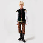 Unisex nan mittelalterliches Kinderkostüm Set mit Samtweste, geraffter Pluderhose und Renaissance-Details R&B