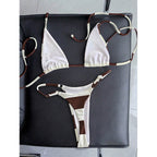 Damen Triangel-Bikini im modernen Streifenlook mit verstellbaren Trägern R&B