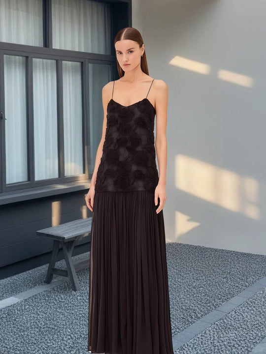 Damen Elegantes Abendkleid mit floralem Spitzenoberteil und schwingendem Rock R&B