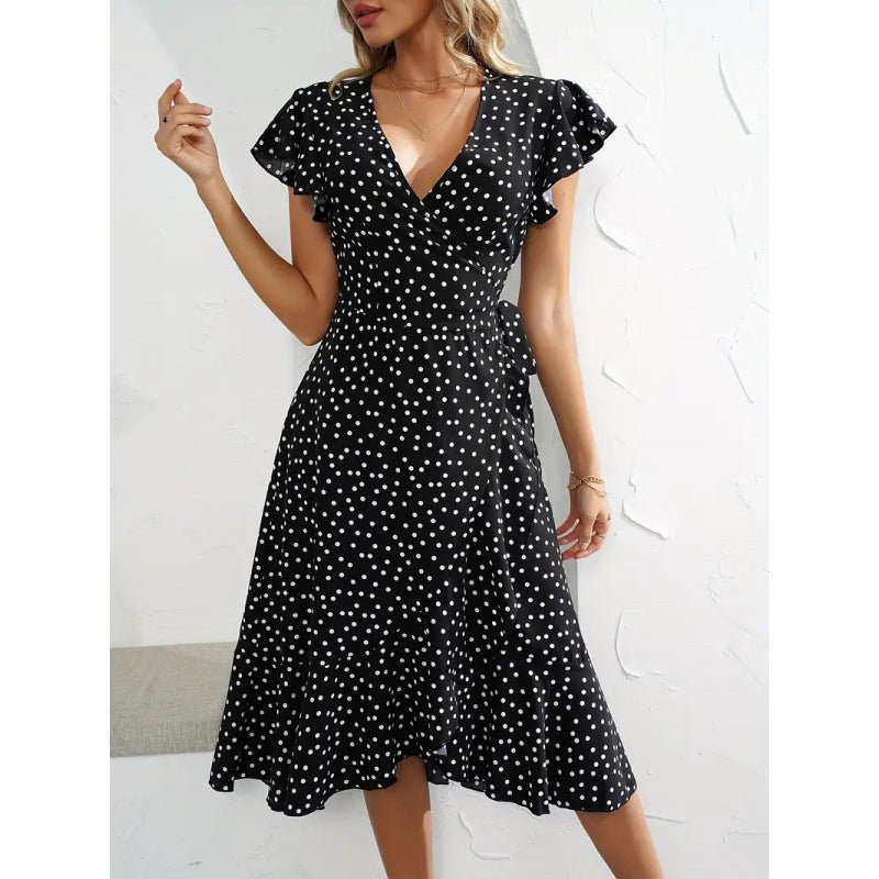 Damen Wickelkleid mit fließendem Rock und eleganten Rüschen R&B