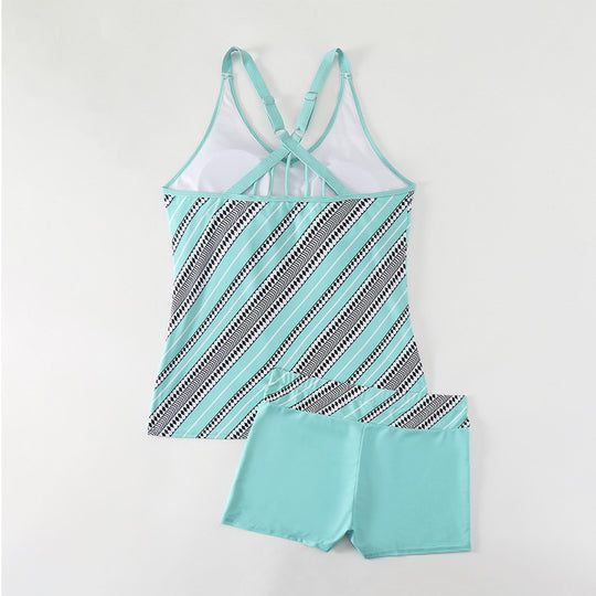 Damen Sportliches Tankini-Set mit rückenfreier Design R&B