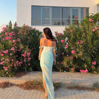 Damen Maxikleid mit elegantem Wickeldesign und verführerischem Schlitz R&B