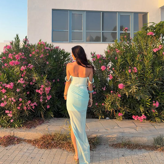 Damen Maxikleid mit elegantem Wickeldesign und verführerischem Schlitz R&B