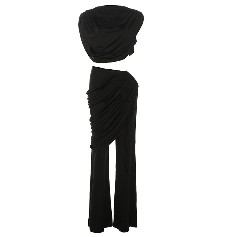 Damen Elegantes Set mit gerafftem Oberteil und weitem Bund R&B