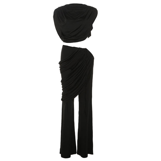 Damen Elegantes Set mit gerafftem Oberteil und weitem Bund R&B