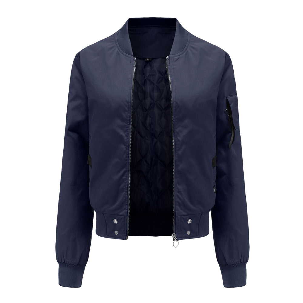 Damen modische Bomberjacke mit praktischen Taschen und seitlichen Einsätzen R&B