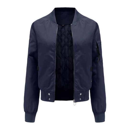 Damen modische Bomberjacke mit praktischen Taschen und seitlichen Einsätzen R&B