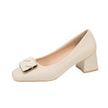 Damen elegante Pumps mit quadratischer Spitze und modischer Schnalle R&B