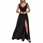 Damen Maxikleid mit elegantem Wickeldesign und seitlichem Schlitz R&B