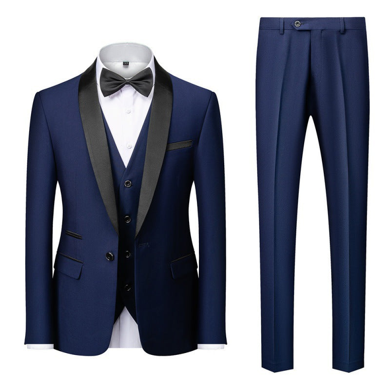 Herren nan dreiteiliges Smoking-Set mit Schalkragen, taillierter Weste und schlanker Passform R&B