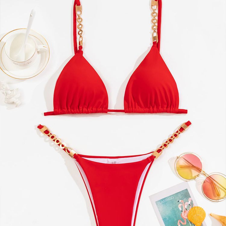 Damen Triangel-Bikini mit luxuriösen Kettenakzenten R&B